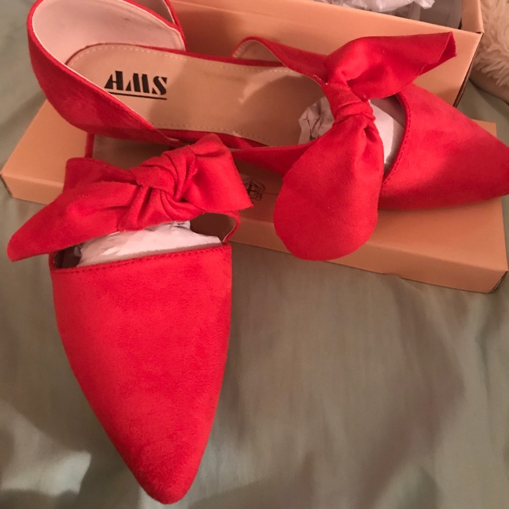 New Adorable Red suede flats